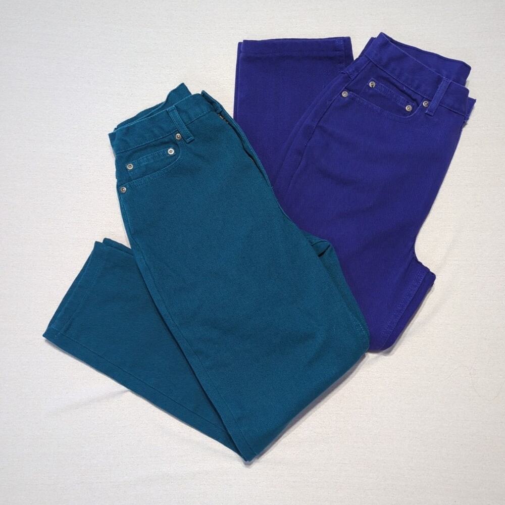 Newport News Jeanology Jeans Women's Size 8 Vtg Denim Set Of 2 Teal & Purple